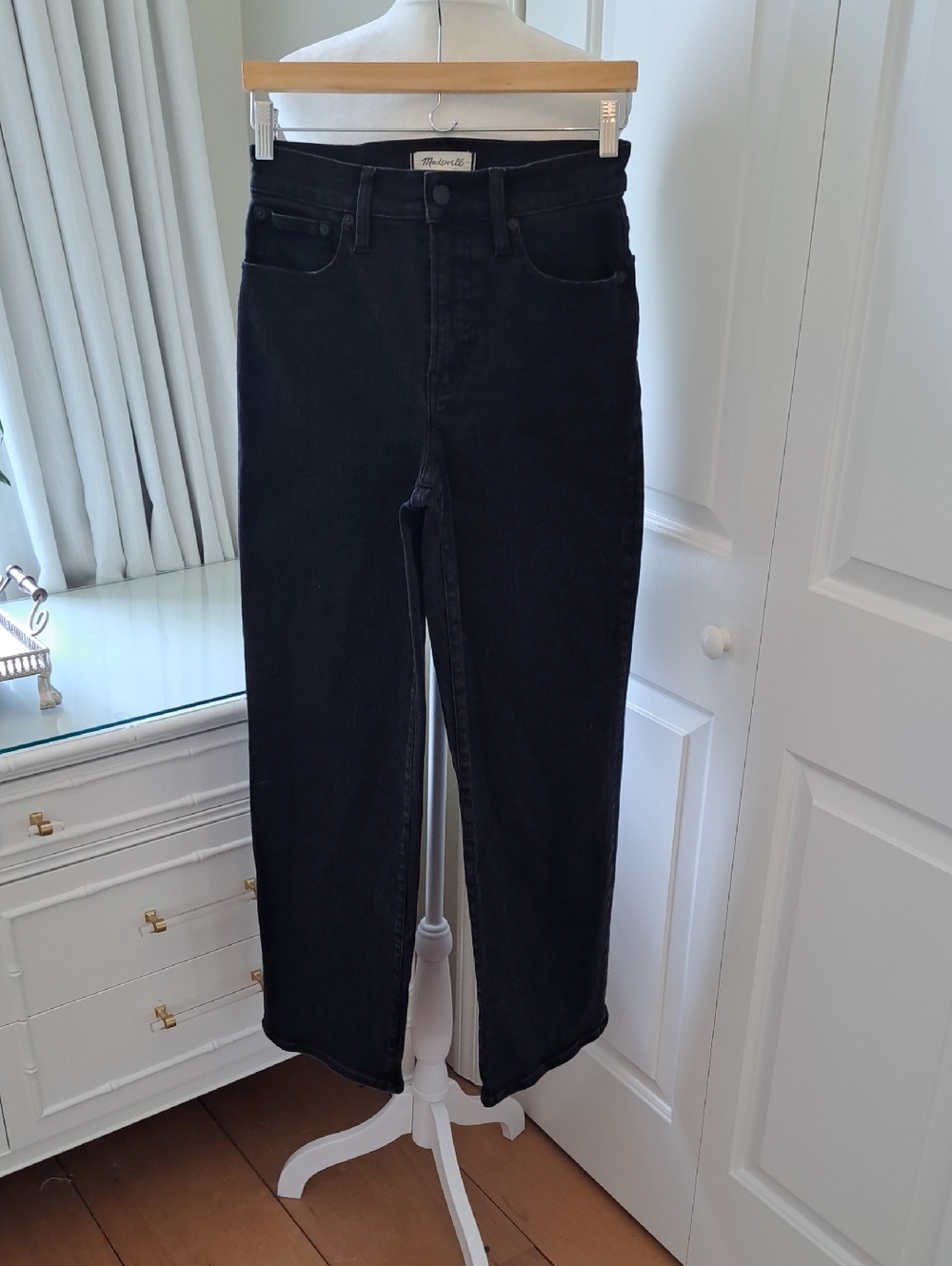 Madewell Womens The Perfect Vintage Wide Leg Black Stretch Wash Jeans 26